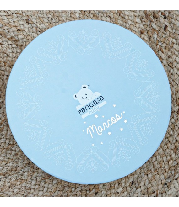 Bombonera Personalizada Celeste Empolvado | Pangasa Baby